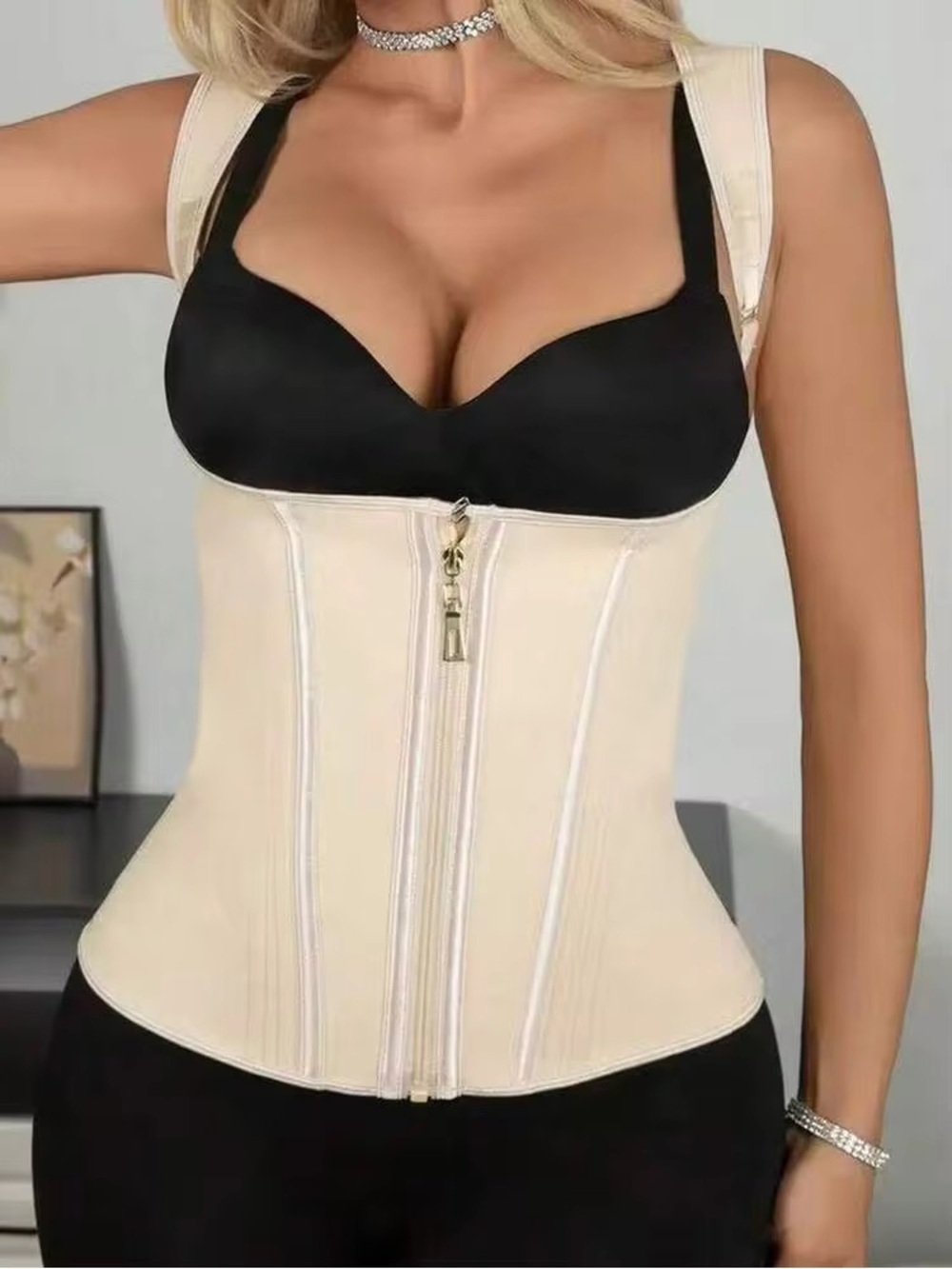 NWOT Extra Firm Beige Waist Cincher Shaper with Adjustable Shoulder Straps